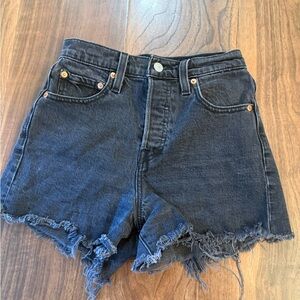 Levi's Black Frayed Ribcage Jean Shorts